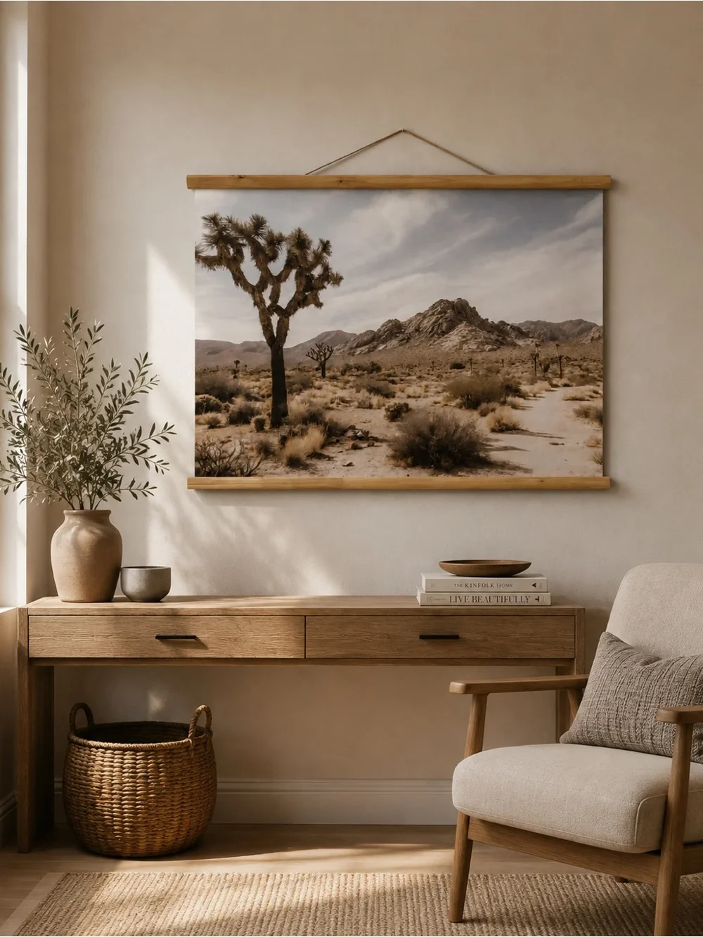 Desert Landscape Wall Art Print in Tan and Brown - Unbranded